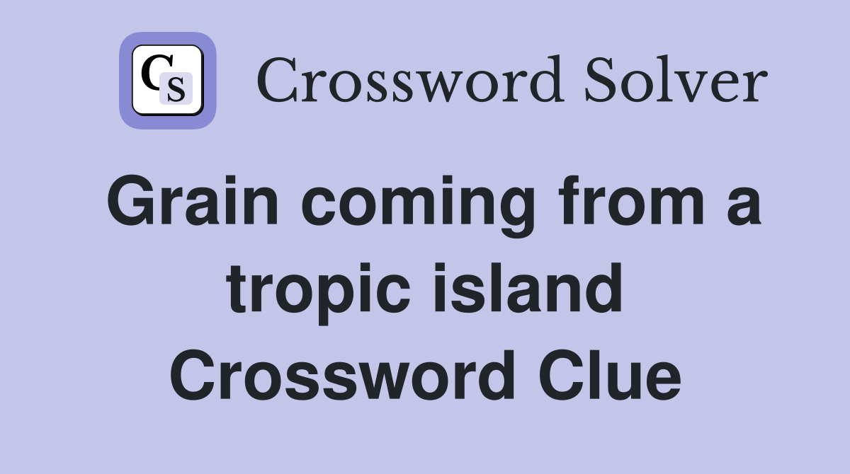 Grain coming from a tropic island Crossword Clue