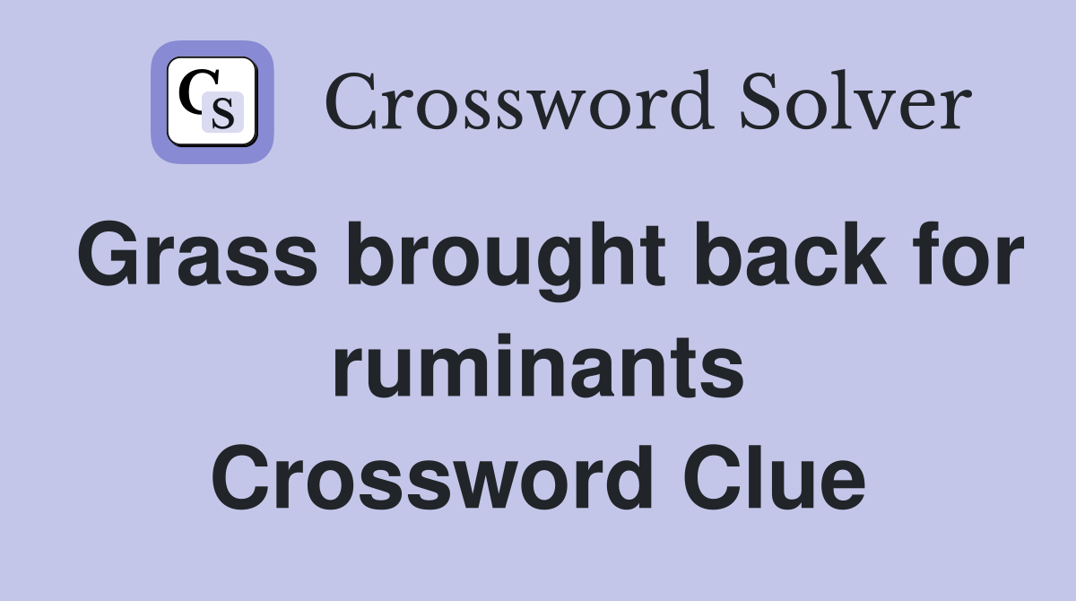 Grass brought back for ruminants Crossword Clue