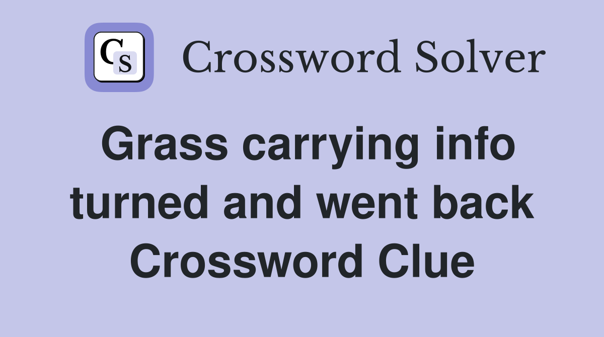 Grass carrying info turned and went back Crossword Clue