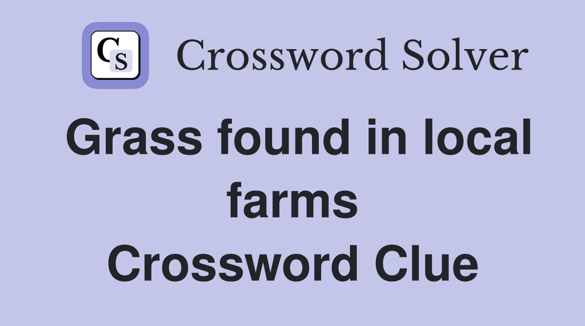 Grass found in local farms Crossword Clue