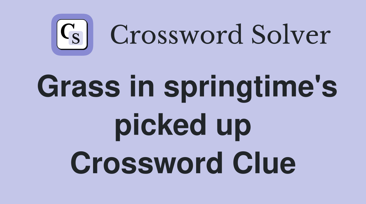 Grass in springtime's picked up Crossword Clue