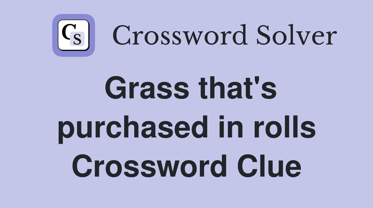 Grass that's purchased in rolls Crossword Clue