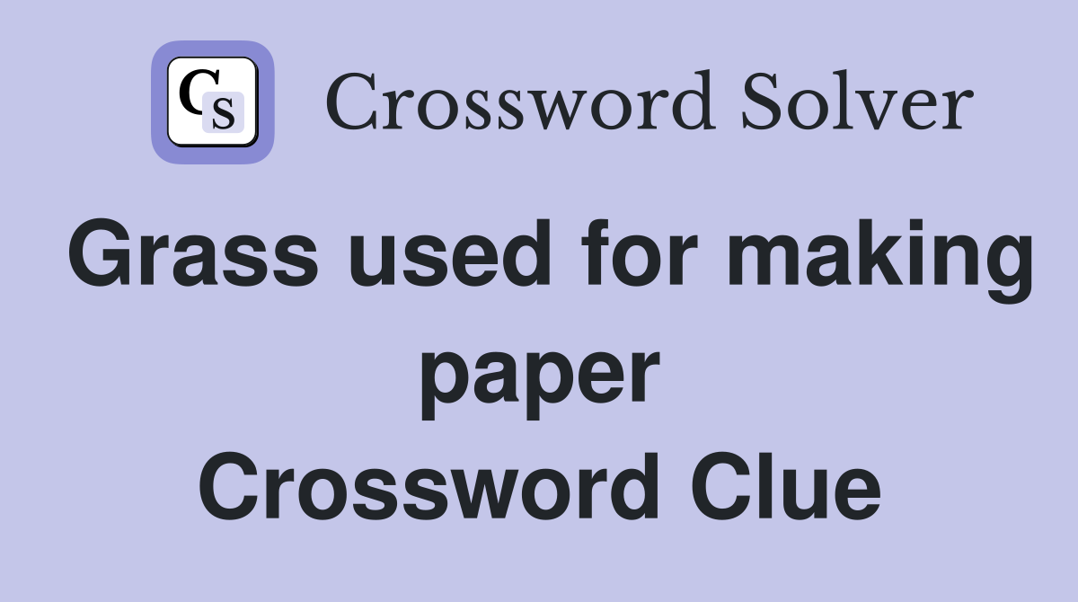 Grass used for making paper Crossword Clue