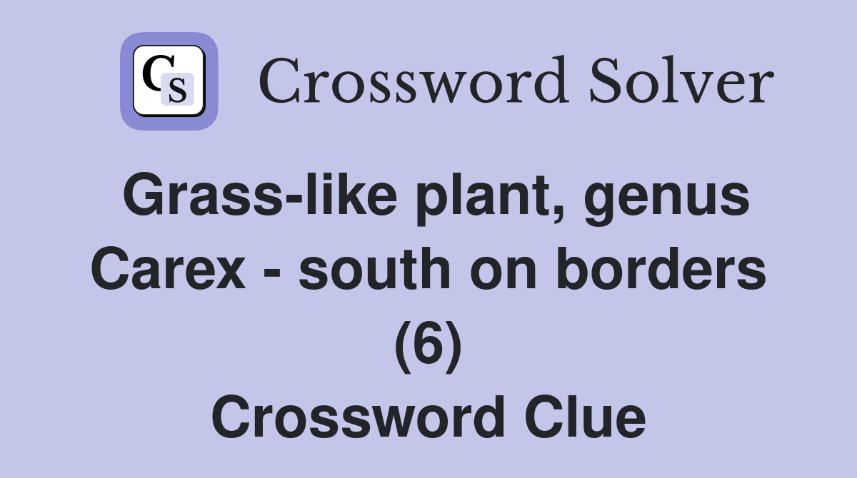 Grass-like plant, genus Carex - south on borders (6) Crossword Clue