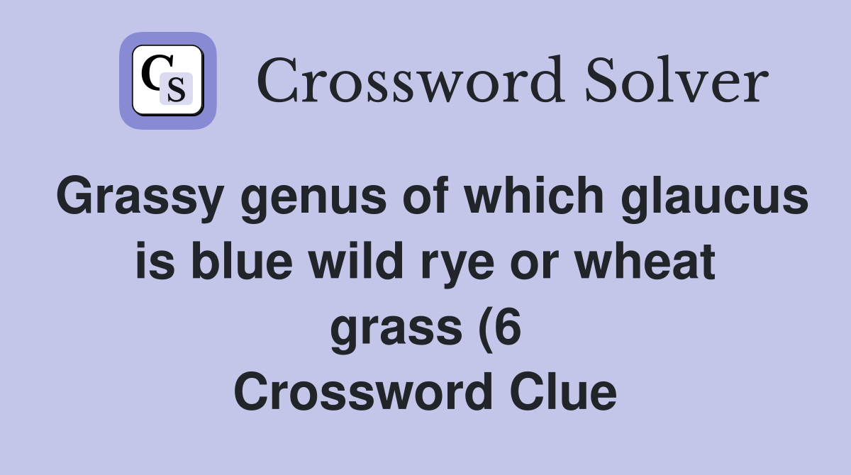 Grassy genus of which glaucus is blue wild rye or wheat grass (6 Grassy genus of which glaucus is blue wild rye or wheat grass (6