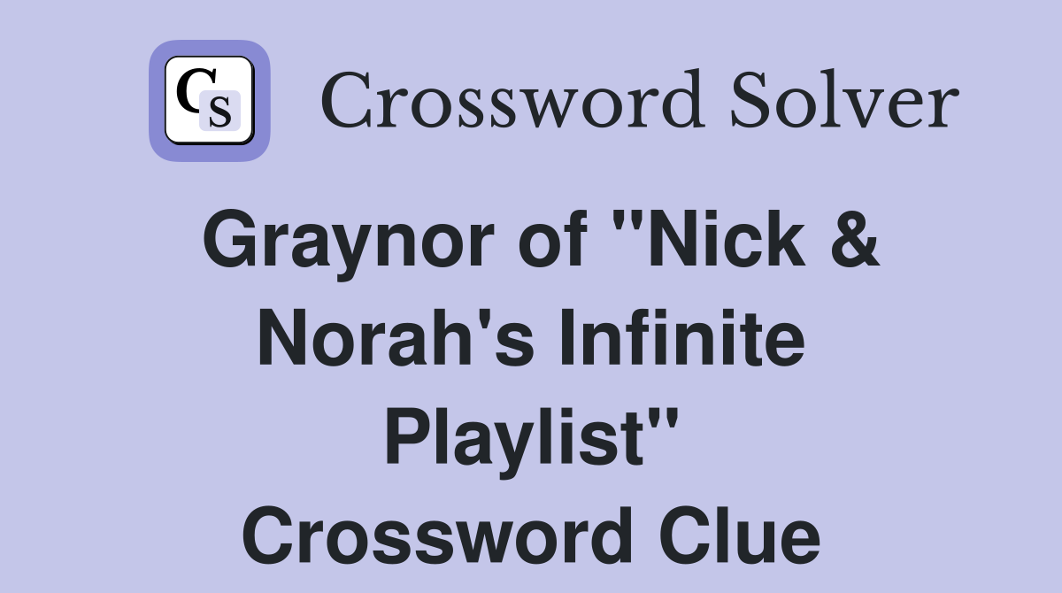 Graynor of "Nick & Norah's Infinite Playlist" Crossword Clue