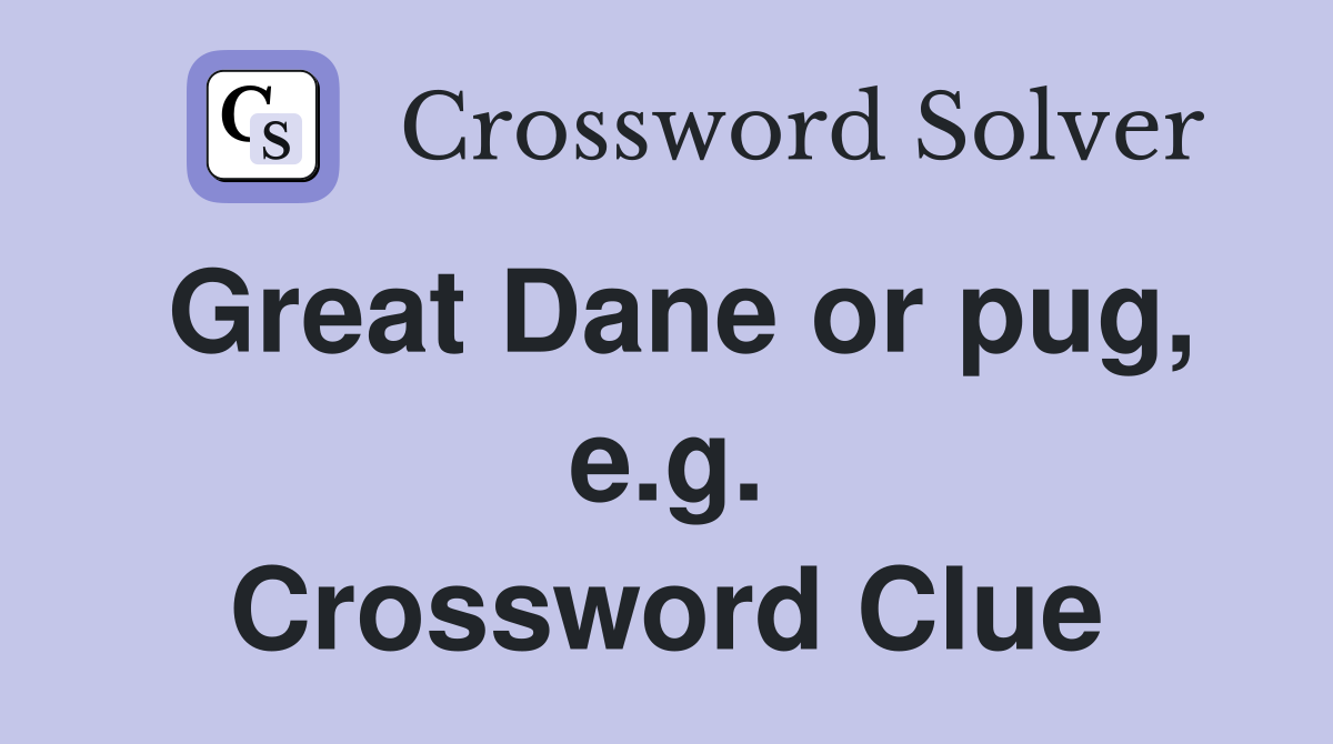Great Dane or pug, e.g. Crossword Clue