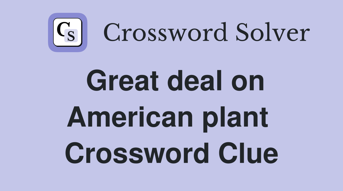 Great deal on American plant  Crossword Clue