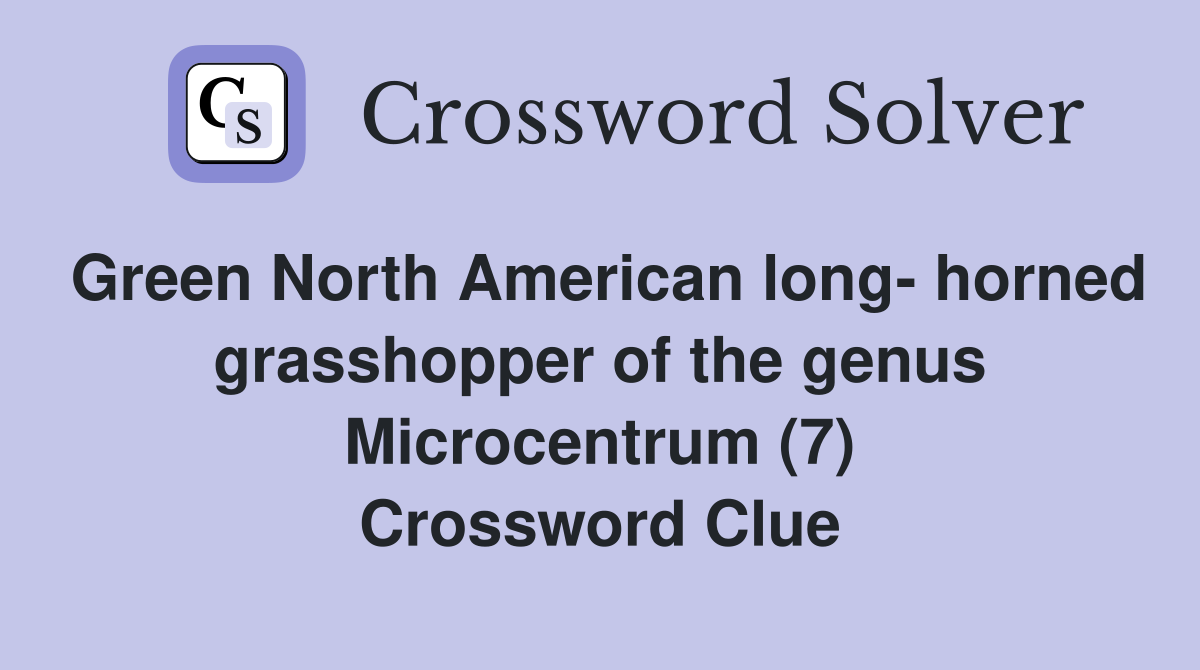 Green North American long- horned grasshopper of the genus Microcentrum (7) Crossword Clue
