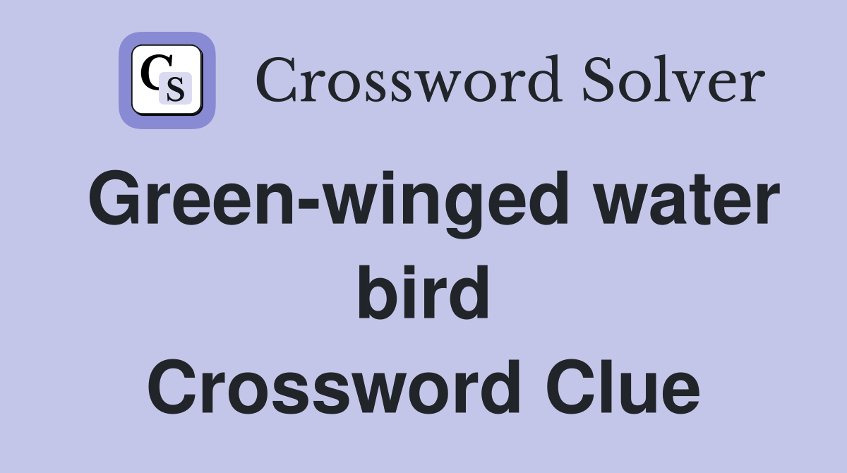Green-winged water bird Crossword Clue