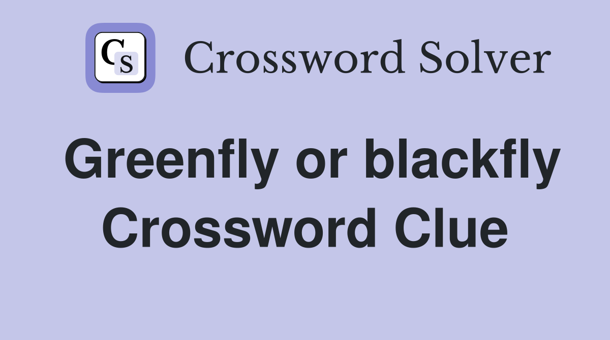 Greenfly or blackfly Crossword Clue