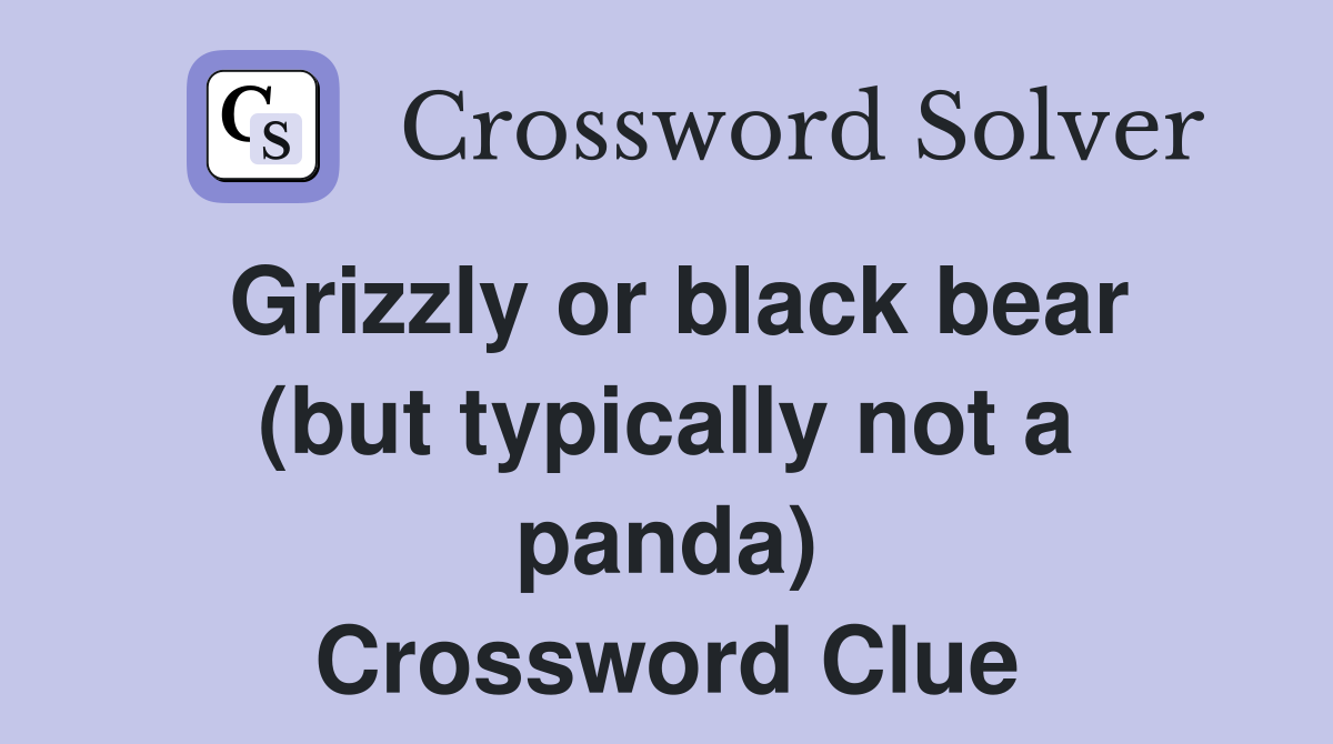 Grizzly or black bear (but typically not a panda) Crossword Clue