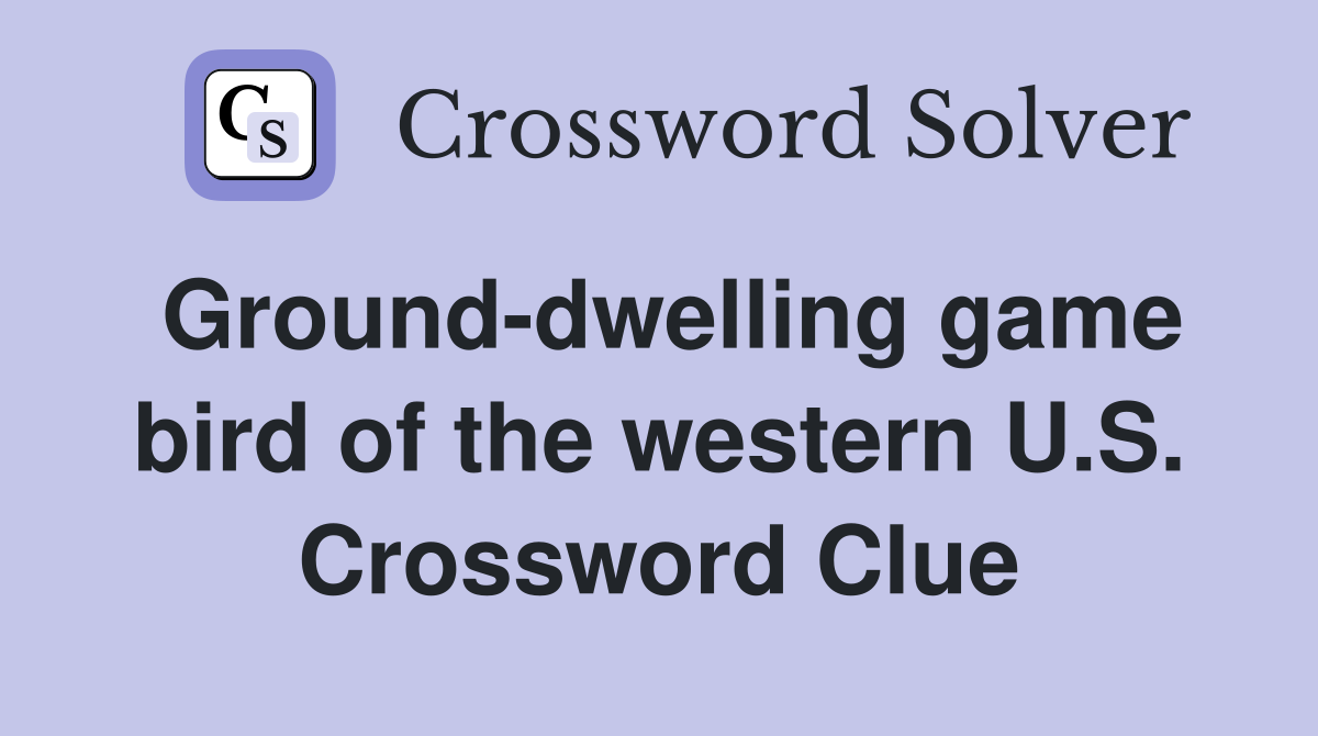 Ground-dwelling game bird of the western U.S. Crossword Clue