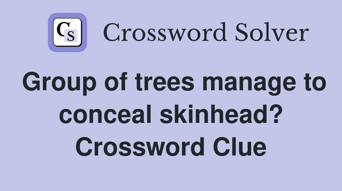 Group of trees manage to conceal skinhead? Crossword Clue