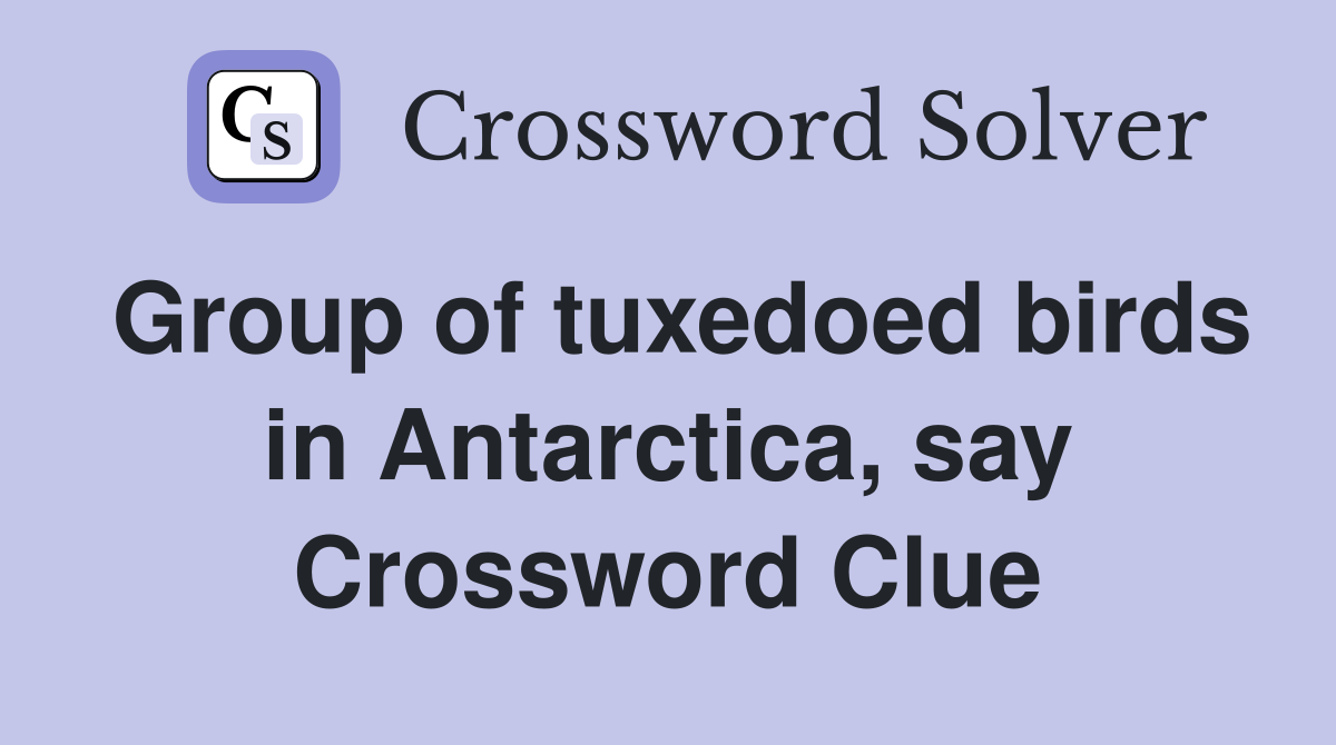 Group of tuxedoed birds in Antarctica, say Crossword Clue