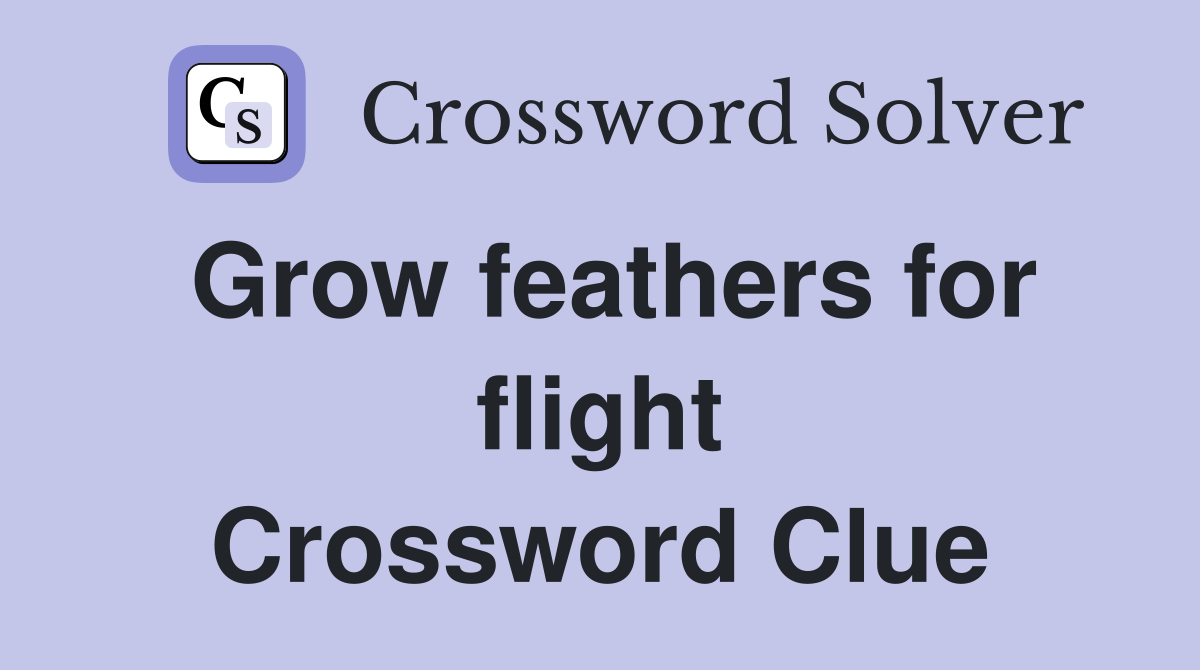 Grow feathers for flight Crossword Clue