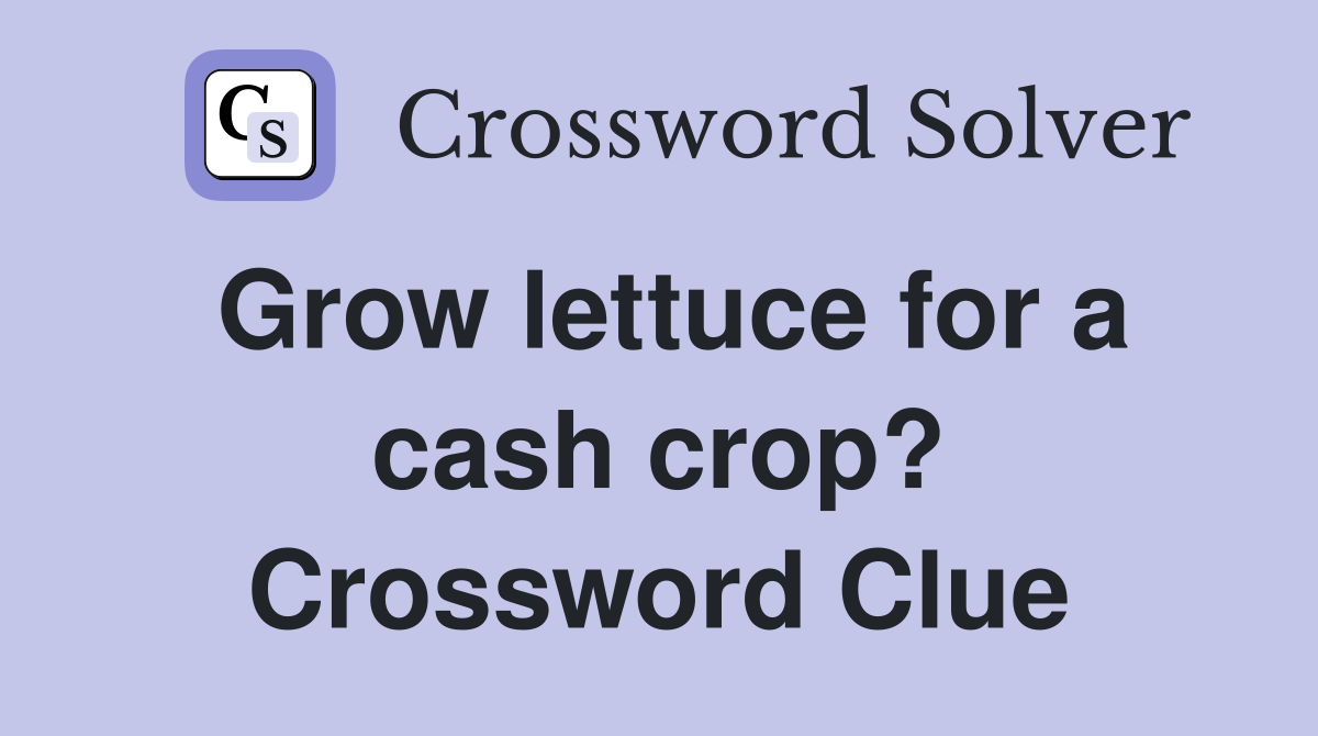 Grow lettuce for a cash crop? Crossword Clue