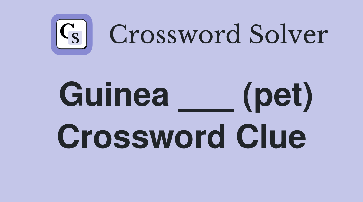 Guinea ___ (pet) Crossword Clue