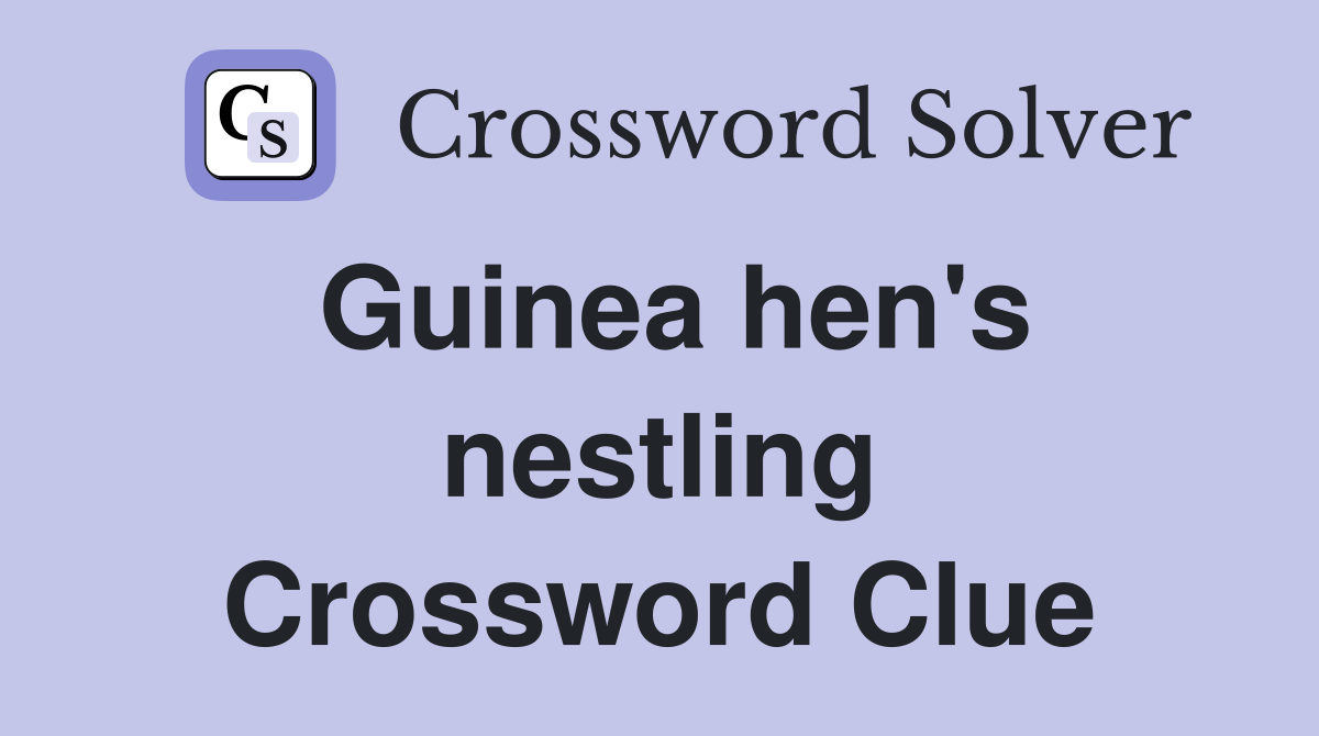 Guinea hen's nestling Crossword Clue
