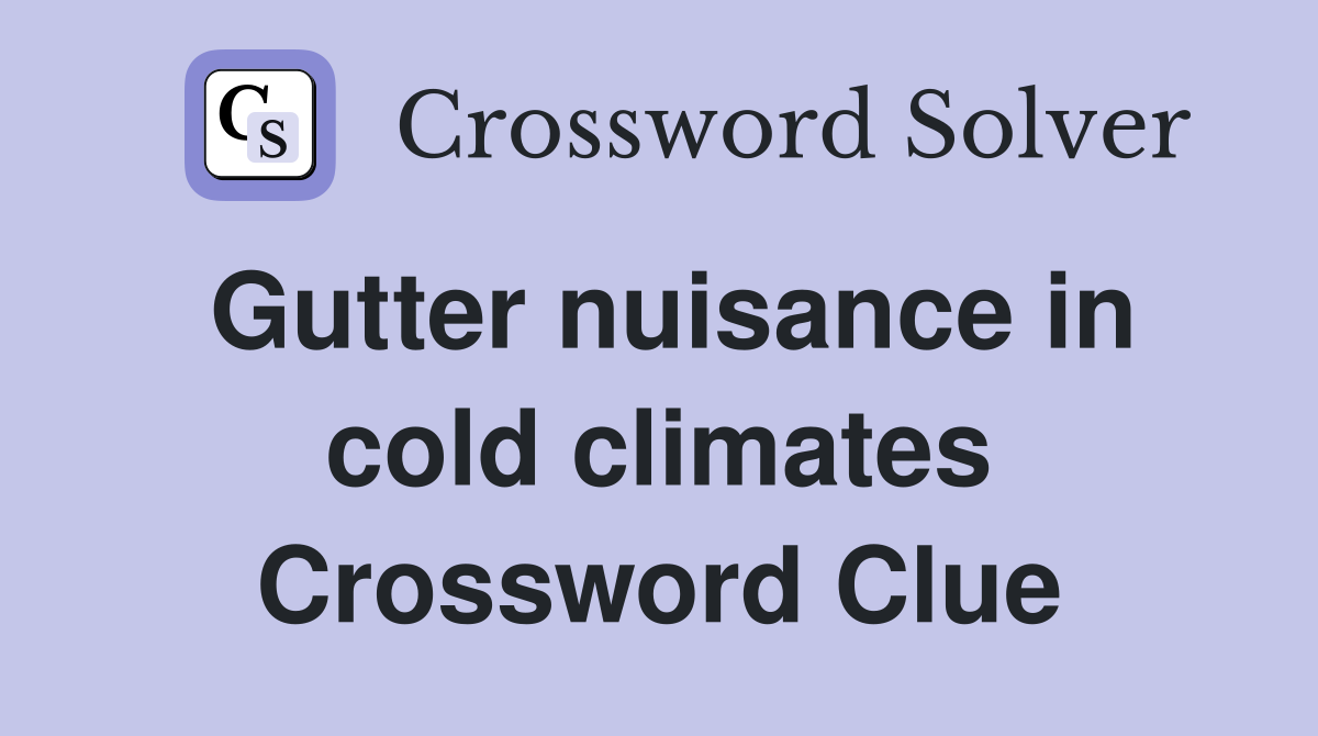 Gutter nuisance in cold climates Crossword Clue