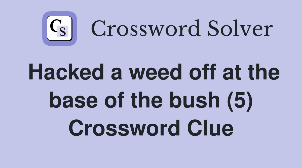 Hacked a weed off at the base of the bush (5) Crossword Clue