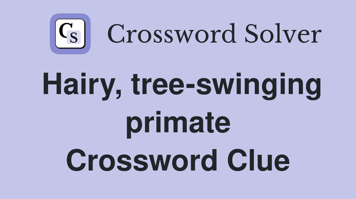 Hairy, tree-swinging primate Crossword Clue