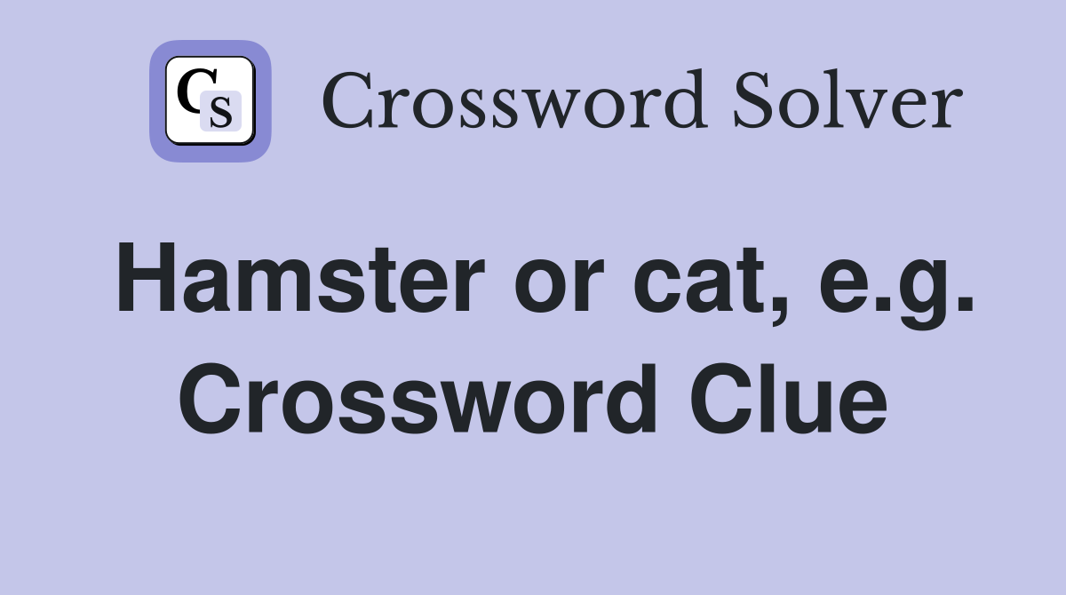 Hamster or cat, e.g. Crossword Clue
