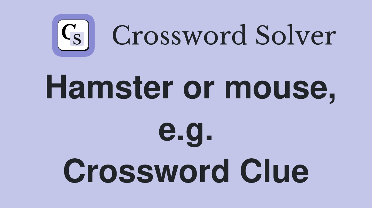 Hamster or mouse, e.g. Crossword Clue