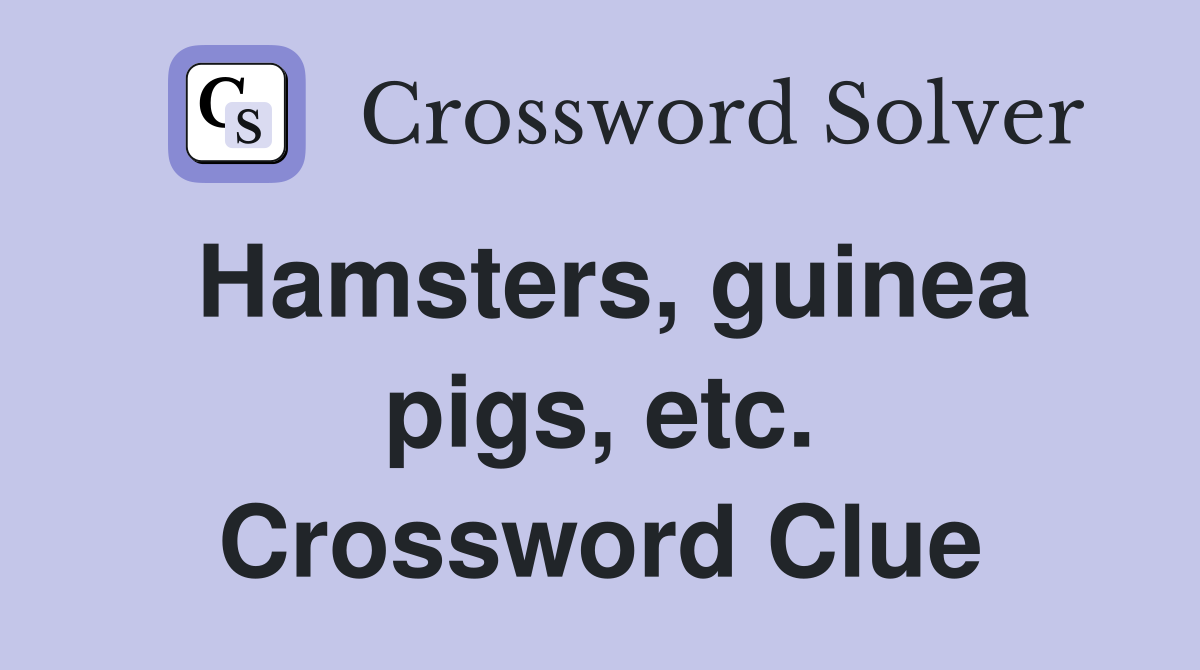 Hamsters, guinea pigs, etc. Crossword Clue