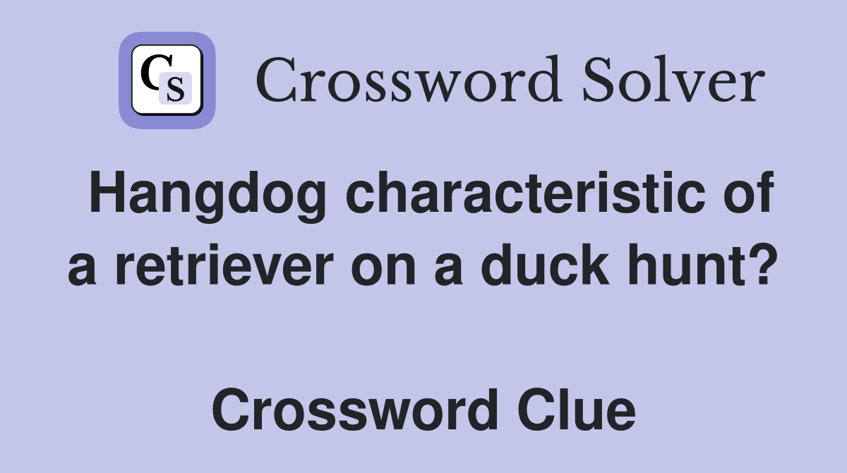 Hangdog characteristic of a retriever on a duck hunt?  Crossword Clue