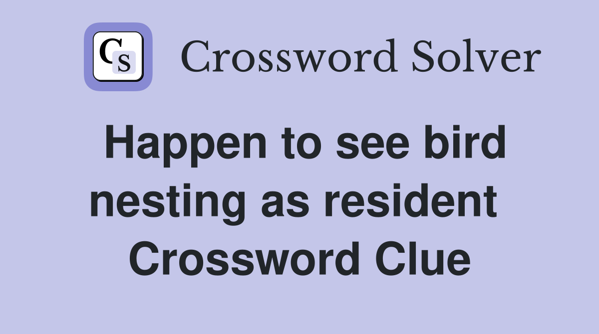 Happen to see bird nesting as resident  Crossword Clue