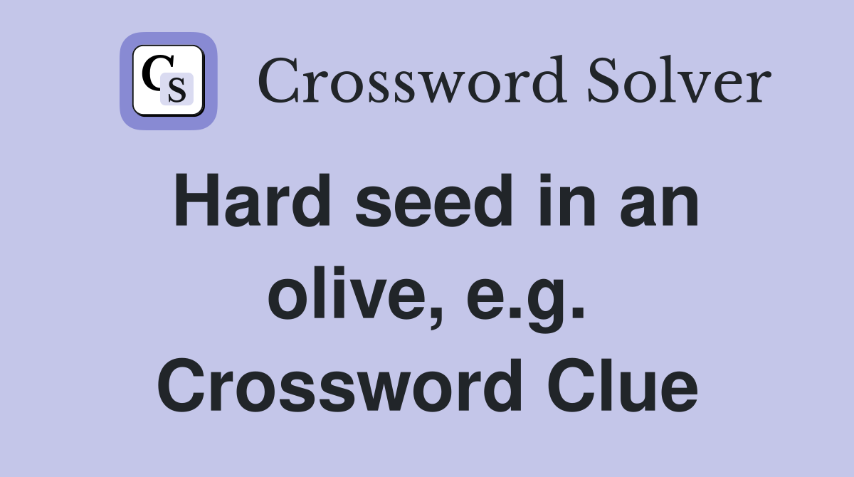 Hard seed in an olive, e.g. Crossword Clue