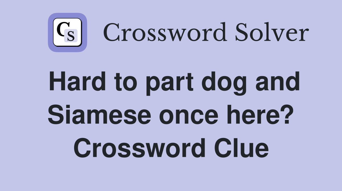 Hard to part dog and Siamese once here? Crossword Clue