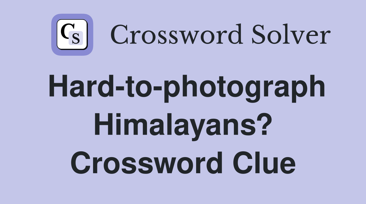 Hard-to-photograph Himalayans? Crossword Clue