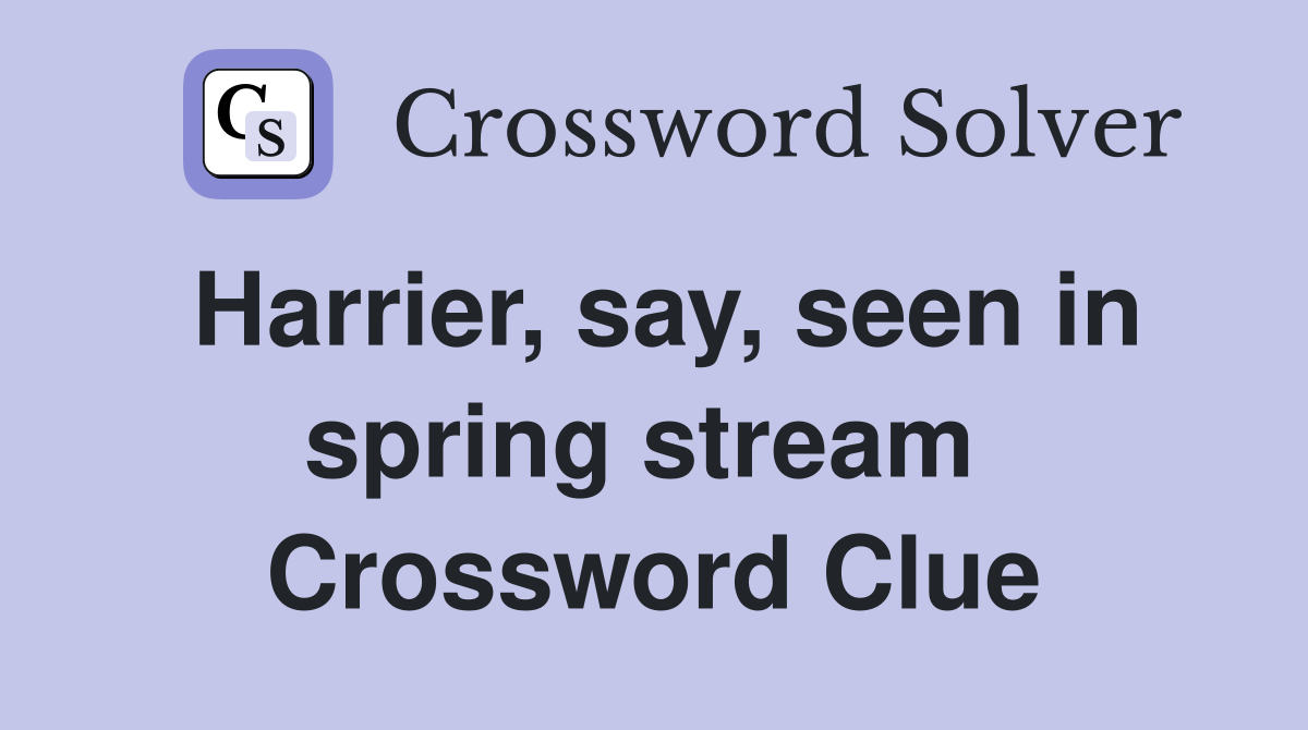 Harrier, say, seen in spring stream  Crossword Clue