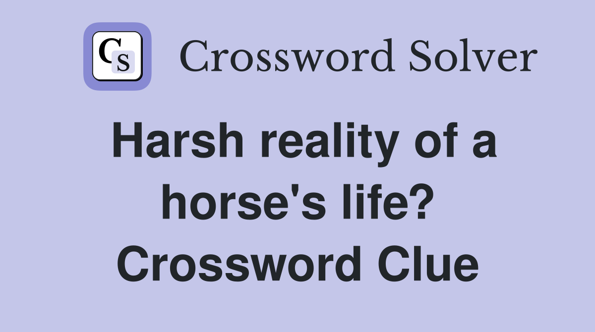 Harsh reality of a horse's life? Crossword Clue