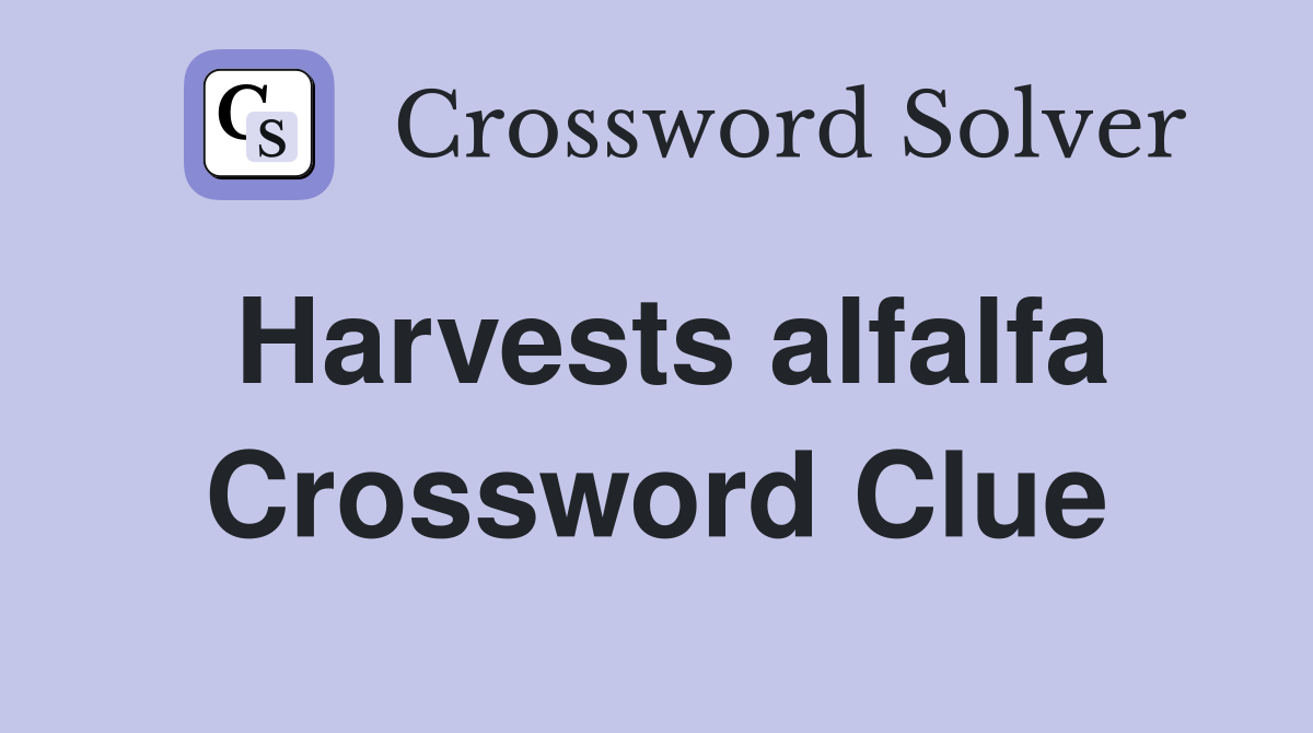 Harvests alfalfa Crossword Clue