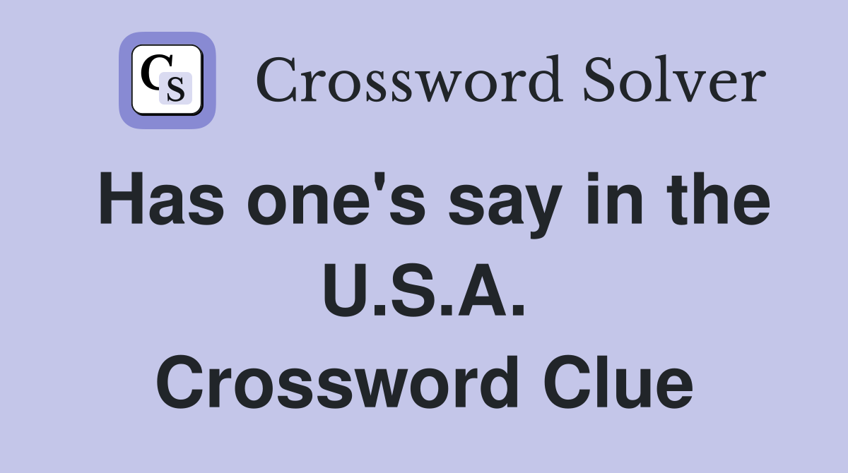 Has one's say in the U.S.A. Crossword Clue
