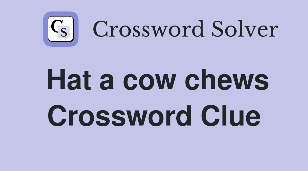 Hat a cow chews Crossword Clue