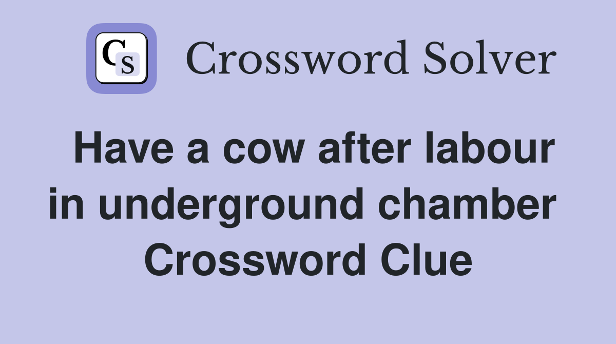 Have a cow after labour in underground chamber  Crossword Clue