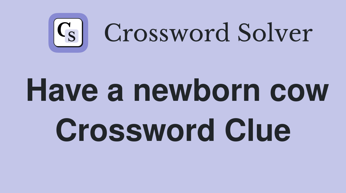 Have a newborn cow Crossword Clue