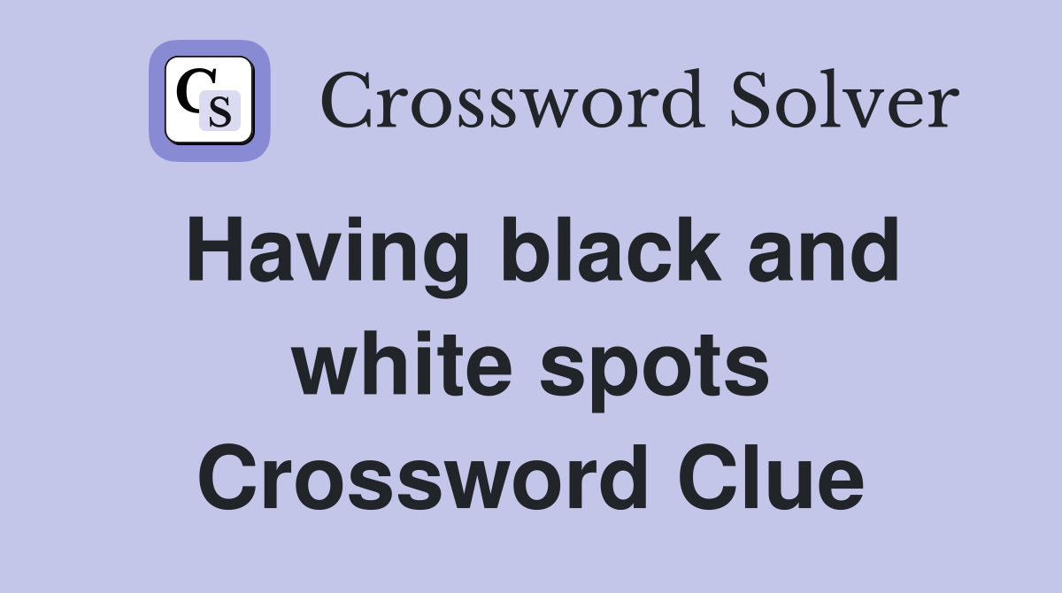 Having black and white spots Crossword Clue
