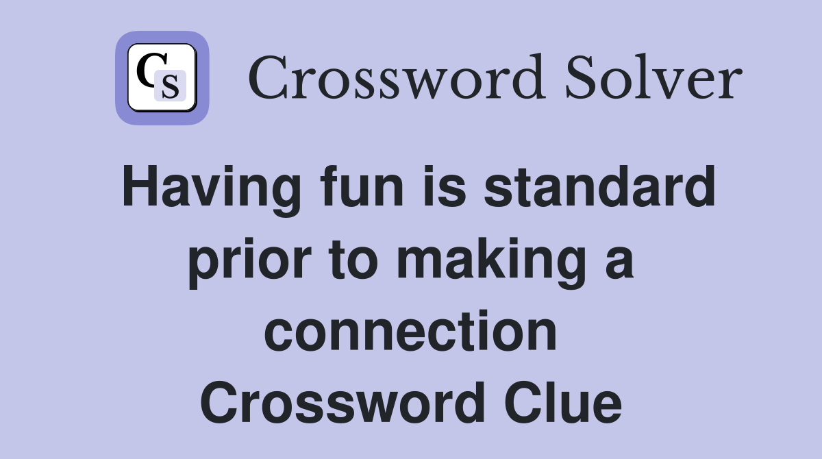 Having fun is standard prior to making a connection Crossword Clue