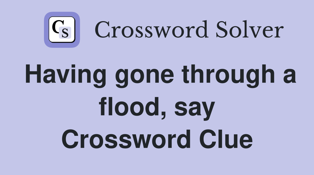 Having gone through a flood, say Crossword Clue