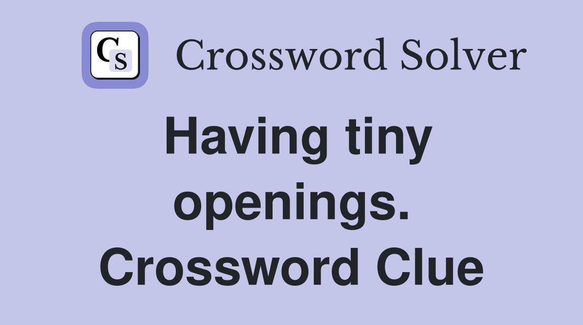 Having tiny openings. Crossword Clue
