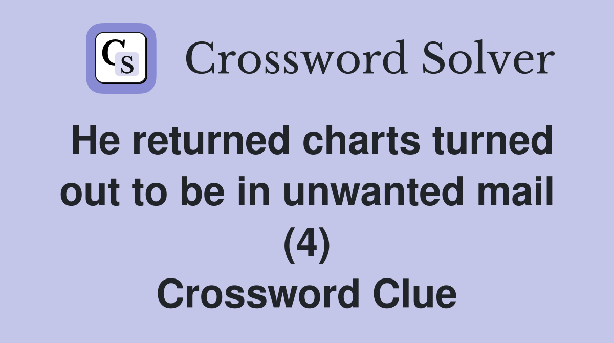 He returned charts turned out to be in unwanted mail (4) Crossword Clue