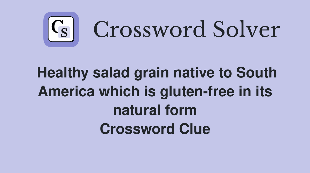 Healthy salad grain native to South America which is gluten-free in its natural form Crossword Clue