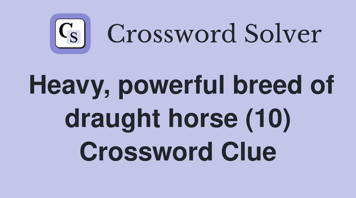 Heavy, powerful breed of draught horse (10) Crossword Clue