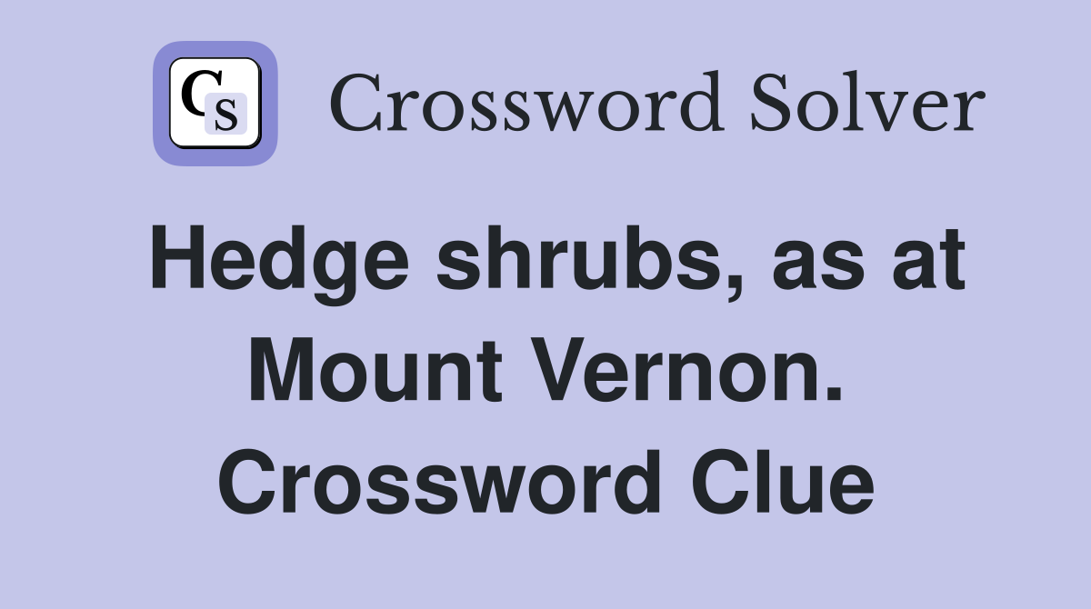 Hedge shrubs, as at Mount Vernon. Crossword Clue