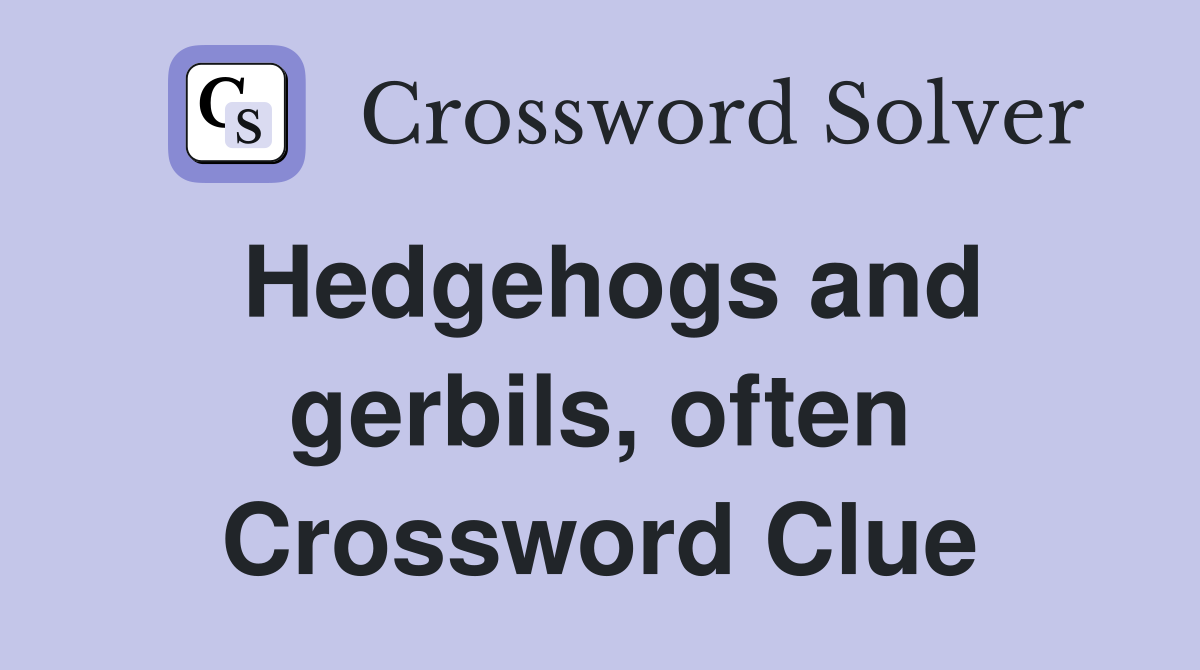 Hedgehogs and gerbils, often Crossword Clue